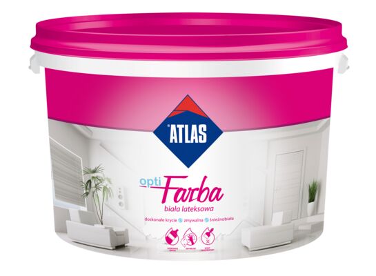 Farba wewnętrzna lateksowa OptiFarba biała 10 l Atlas