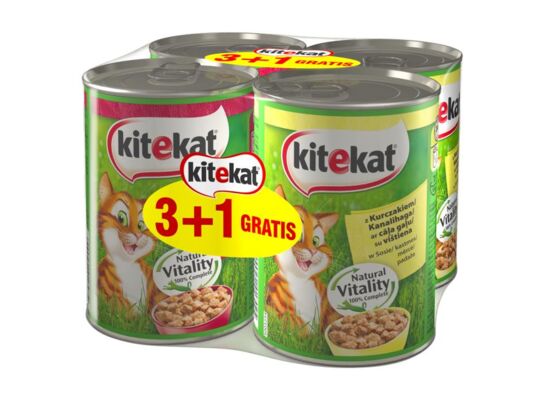 Karma dla kotów z kurczakiem i z wołowiną w sosie pełnoporcjowa Kitekat