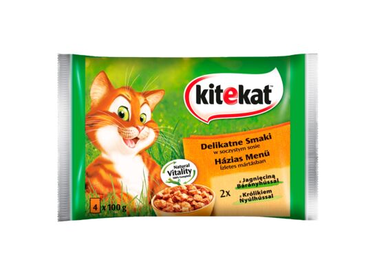 Karma dla kotów pełnoporcjowa delikatne smaki w soczystym sosie 4 x 100 g Kitekat