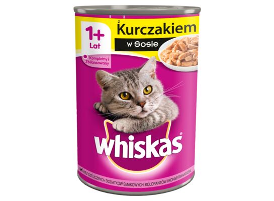 Karma dla kotów dorosłych pełnoporcjowa z kurczakiem w sosie 400 g Whiskas