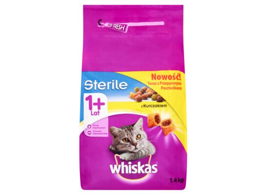 Karma dla kotów dorosłych pełnoporcjowa Sterile z kurczakiem przepyszne paszteciki 1,4 kg Whiskas
