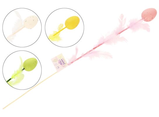 Dekoracja na piku Jajko z piórkami 40 cm