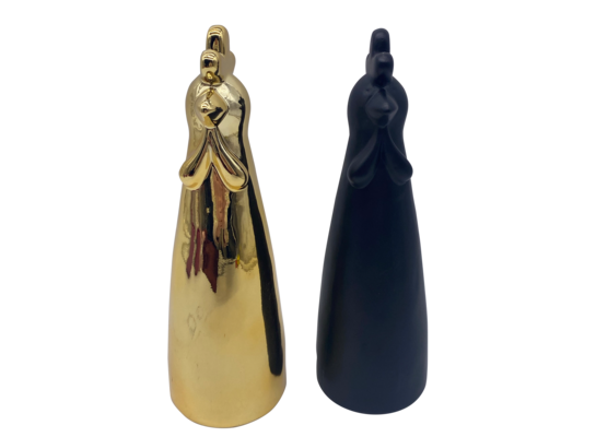 Figurka kura 7,7 x 7,7 x 23,5 cm złota/czarna