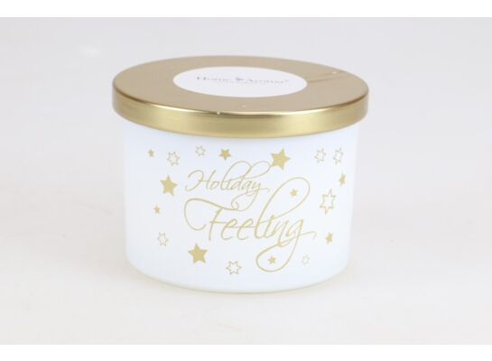Świeca zapachowa 7,5 x 10,5 cm holiday feeling złota