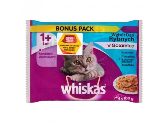 Karma mokra dla kota bonus 10% rybne dania galareta 4 x 100 g Whiskas