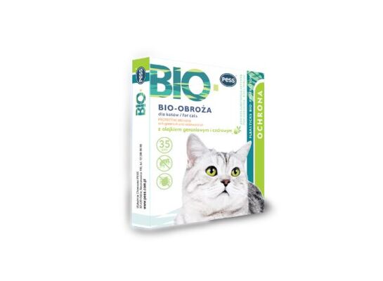 Obroża owadobójcza dla kota BIO 35 cm z olejkiem geraniowym Pess