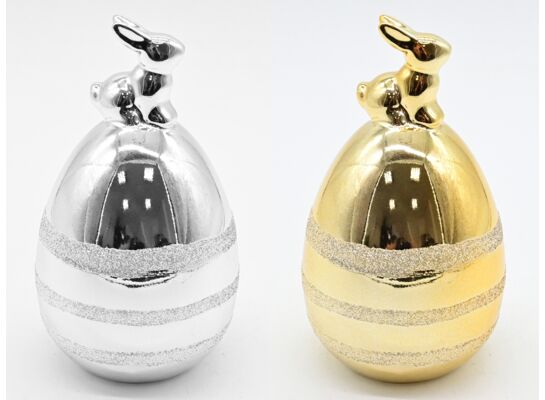 Jajko ceramiczne 7,8 x 7,8 x 14,2 cm srebrne/złote