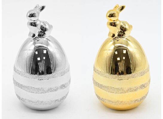 Jajko ceramiczne 6,5 x 6,5 x 11,7 cm srebrne/złote