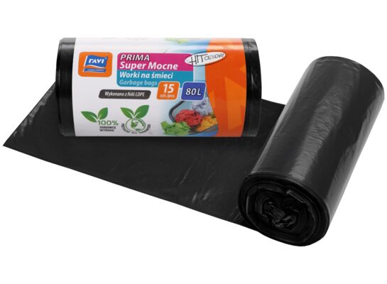 Worki na śmieci Prima 80 l LDPE czarne