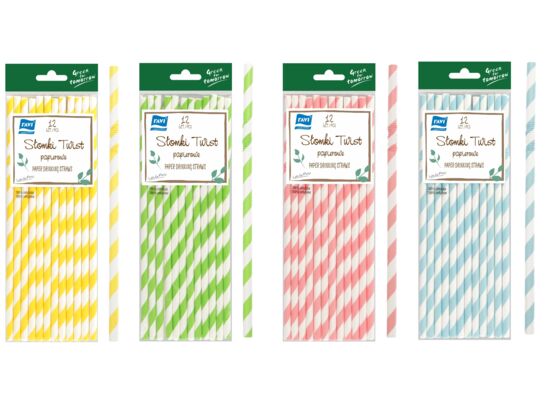 Słomki papierowe łamane TWIST 12 sztuk