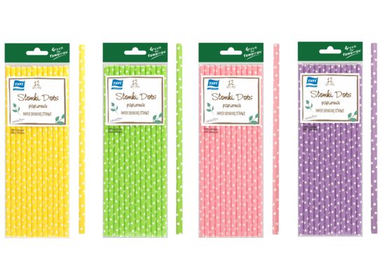 Słomki papierowe DOTS 12 sztuk