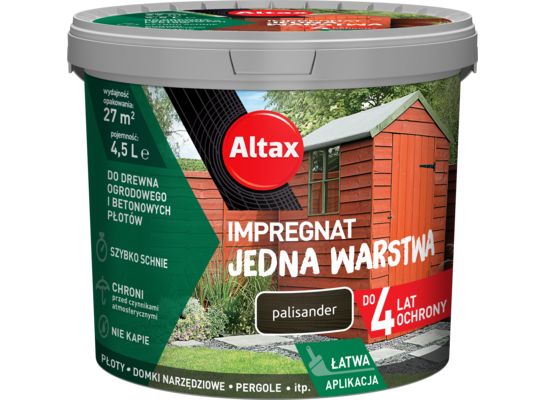 Impregnat do drewna ogrodowego JEDNA WARSTWA 4,5 l Palisander Altax
