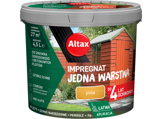 Impregnat do drewna ogrodowego JEDNA WARSTWA 4,5 l Pinia Altax