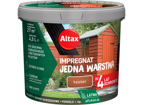 Impregnat do drewna ogrodowego JEDNA WARSTWA 4,5 l Kasztan Altax