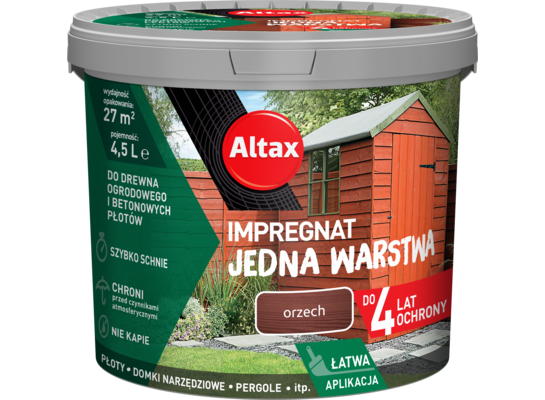 Impregnat do drewna ogrodowego JEDNA WARSTWA 4,5 l Orzech Altax