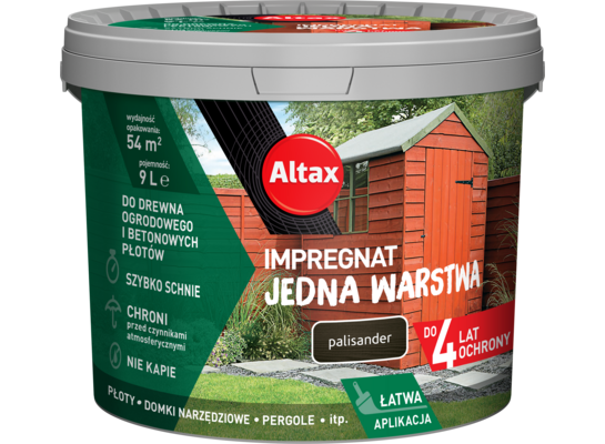 Impregnat do drewna ogrodowego JEDNA WARSTWA 9 l Palisander Altax