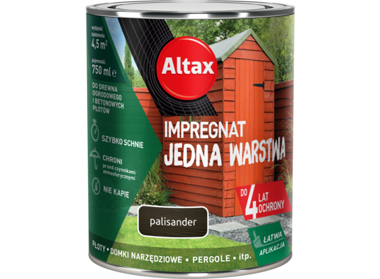 Impregnat do drewna ogrodowego JEDNA WARSTWA 0,75 l Palisander Altax