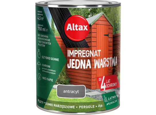 Impregnat do drewna ogrodowego JEDNA WARSTWA 0,75 l Antracyt Altax