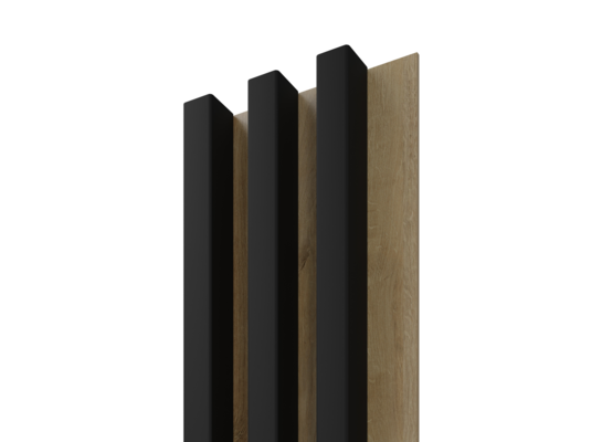 Lamele ścienne Stegu Linea Slim 265 x 15 cm czarno-dębowy
