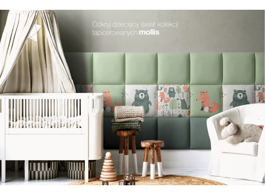 Panel tapicerowany Mollis Print Mono E szałwia