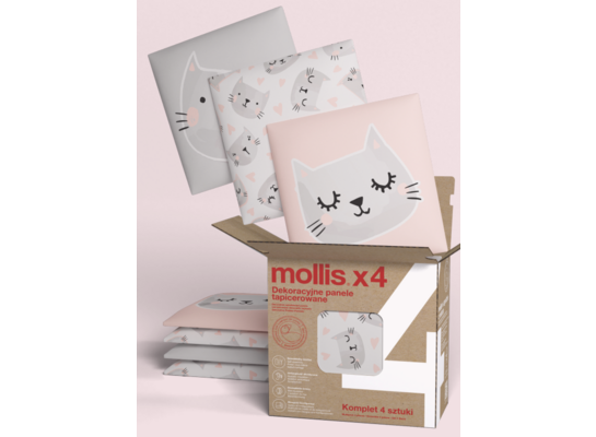 Panele tapicerowane PRINT KOTY set 4 sztuki Mollis