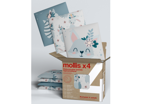 Panele tapicerowane PRINT SZOPY set 4 sztuki Mollis