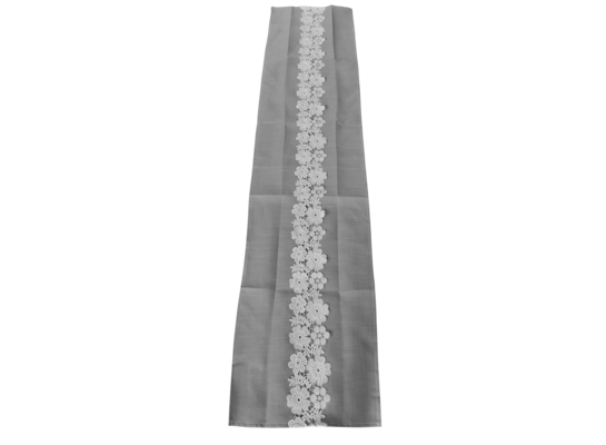 Bieżnik 40 x 175 cm szary z białym ażurem poliester