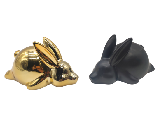 Figura zając leżący 13,8 x 13,8 x 6,8 cm czarny/złoty