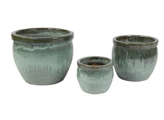 Donica szkliwiona Ø38 x 31 cm zielony