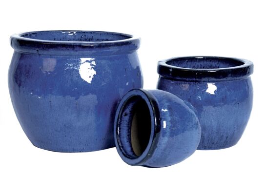 Donica szkliwiona Ø28 x 24 cm niebieski