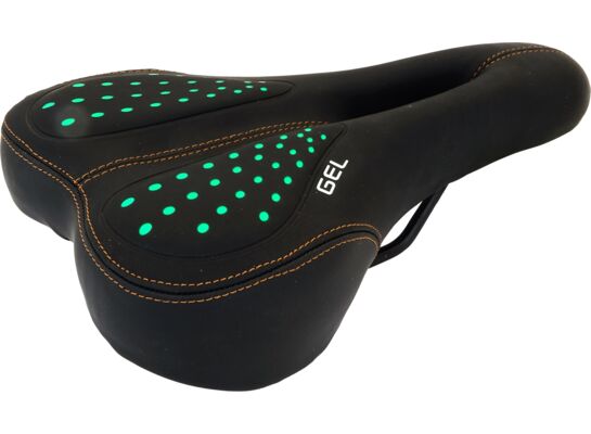 Siodło z otworem GEL green/skóra 4bike