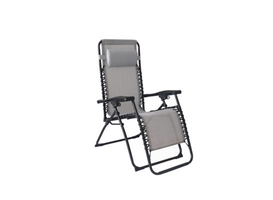 Fotel kempingowy z podnóżkiem jasny szary