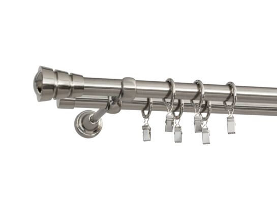 Karnisz podwójny FEDORA 19/19 mm 200 cm stal nierdzewna zestaw
