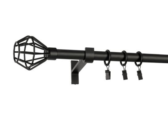 Karnisz pojedynczy DIAMOND 19 mm 200 cm czarny mat zestaw