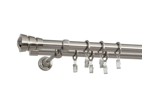 Karnisz podwójny FEDORA 19/19 mm 240 cm stal nierdzewna zestaw