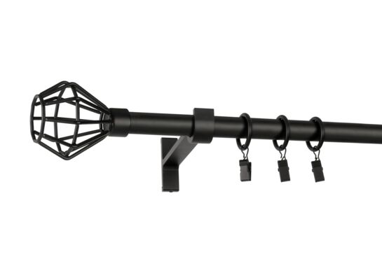 Karnisz pojedynczy DIAMOND 19 mm 160 cm czarny mat zestaw