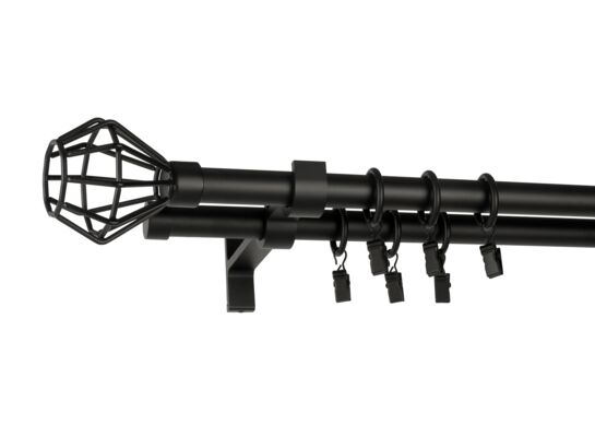 Karnisz podwójny DIAMOND 19/19 mm 240 cm czarny mat zestaw
