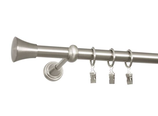 Karnisz pojedynczy TAZZA 19 mm 300 cm stal szczotkowana zestaw