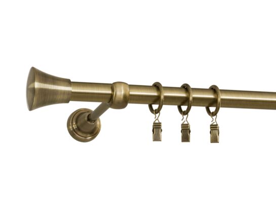 Karnisz pojedynczy TAZZA 19 mm 300 cm mosiądz antyczny zestaw