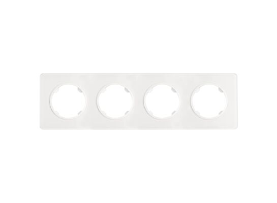 Ramka poczwórna szklana biała OVAL