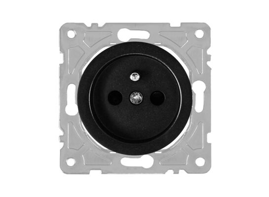 Gniazdo z uziemieniem czarne OVAL