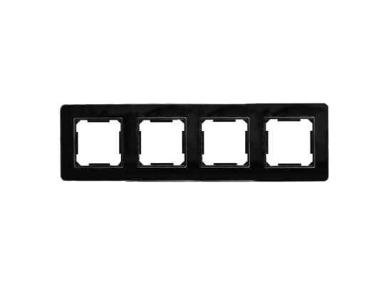 Ramka poczwórna szklana czarna QUAD