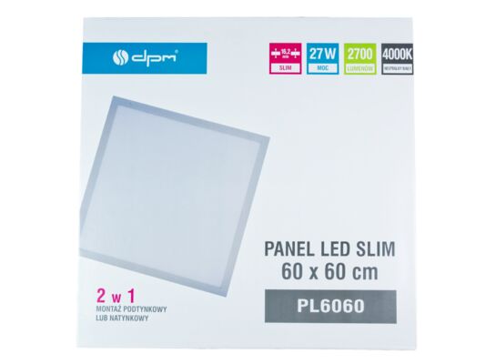 Panel LED 60 x 60 cm IP20 27 W 2700 lm 4000 K biały