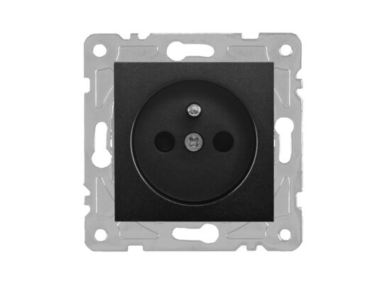 Gniazdo z uziemieniem czarne QUAD