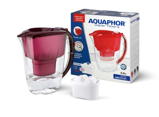 Dzbanek filtrujący Amethyst 2,8 l z wkładem B100-25 Maxfor kolor wiśniowy Aquaphor