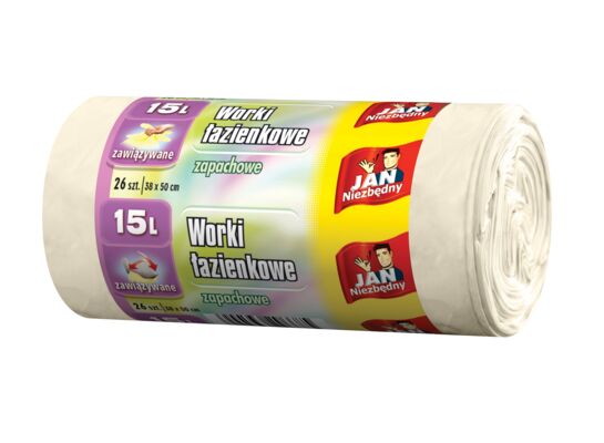 Worki na śmieci LD łazienkowe zawiązywane 15 l 26 sztuk Jan Niezbędny