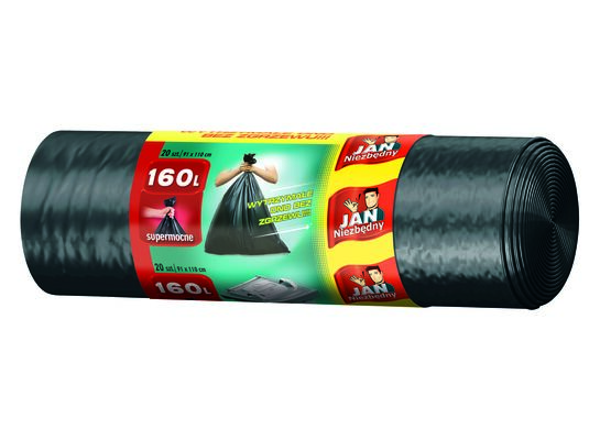 Worki na śmieci LD czarne 160 l 20 sztuk Jan Niezbędny