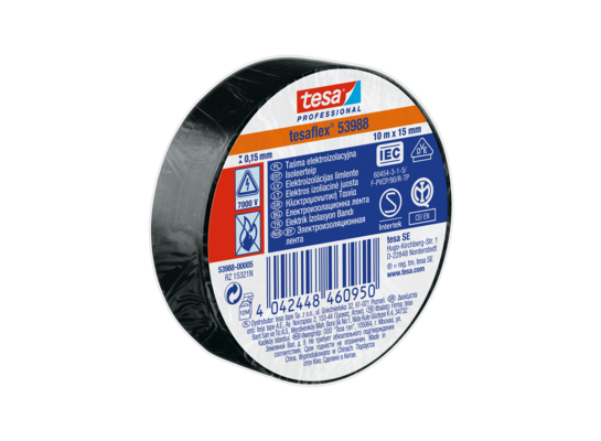 Taśma izolacyjna PVC do zastosowań elektrycznych 10 m x 15 mm czarna tesa