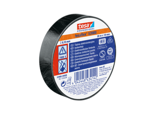 Taśma izolacyjna PVC do zastosowań elektrycznych 20 m x 19 mm czarna tesa