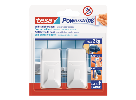 Haczyk samoprzylepny Powerstrips prostokątny duży biały do 2 kg tesa